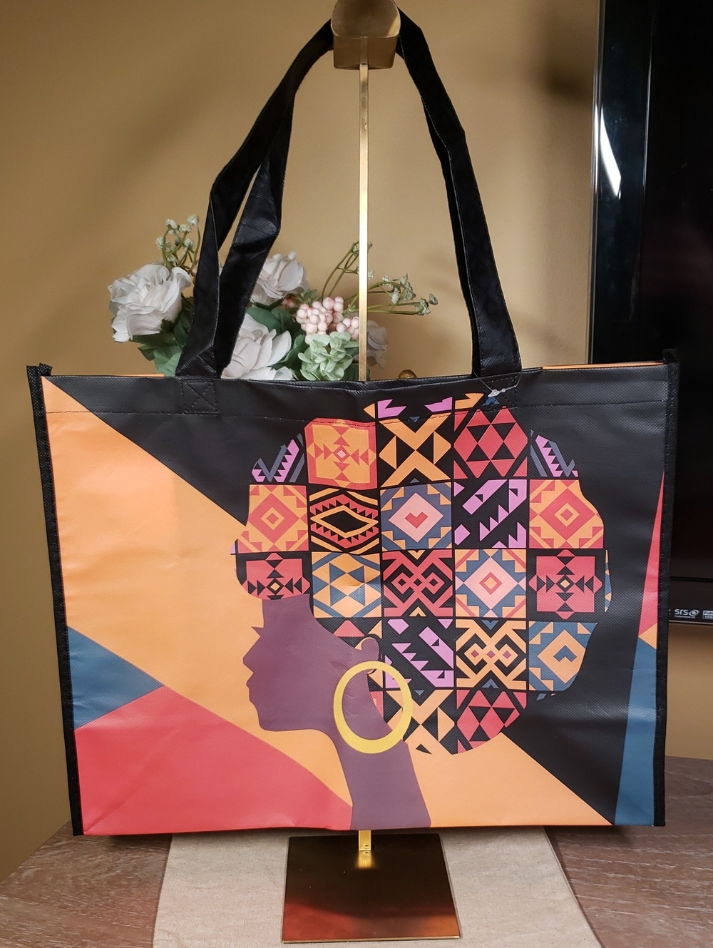 One Together Colorful Geometric Afro Silhouette Tote Bag - NEW!